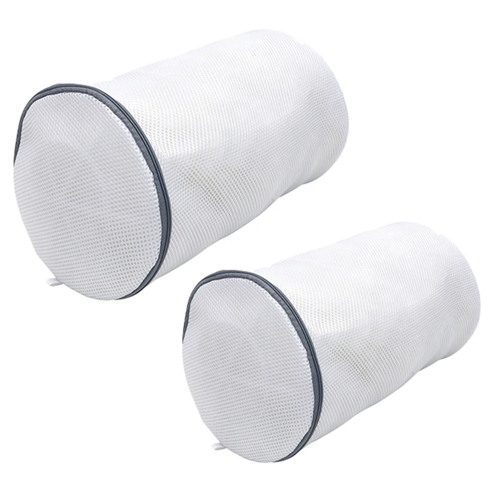 

2pcs Shoe Wash Bag Set Laundry Mesh Socks Bra Reusable Cylinder Washing Bag For Dryer Sneakers Garments Zipper Protector