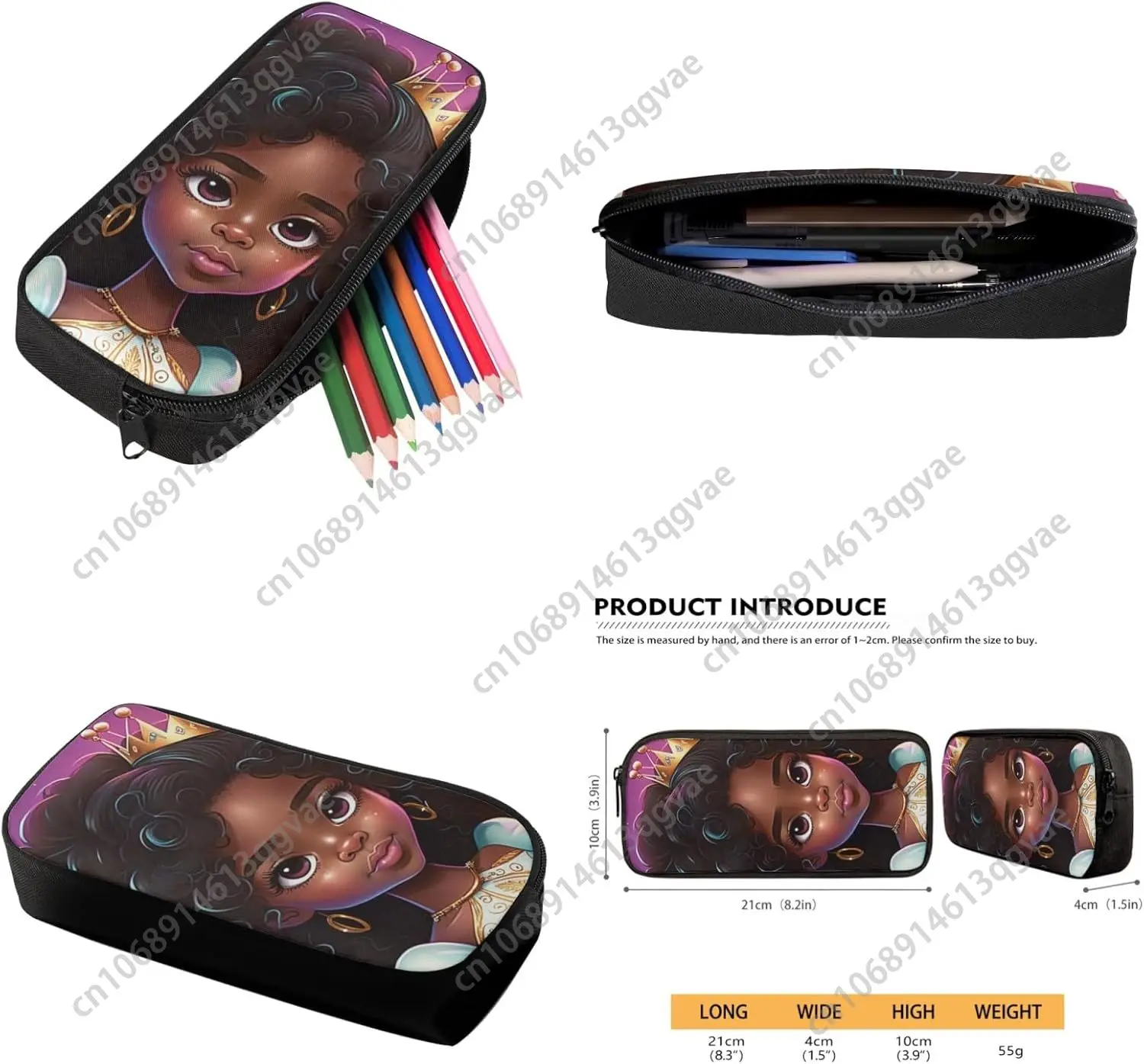 Princess African Girl Backpack with Lunch Bag Set for Preschool Kids School Bag for Boys Girls Casual Book Bag with Lunch Box an