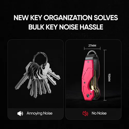 Imagen 2 del producto Organizador de llaves, llavero, estuche compacto de metal para llaves, llavero minimalista, llavero para hombres, capacidad para 2-6 llaves