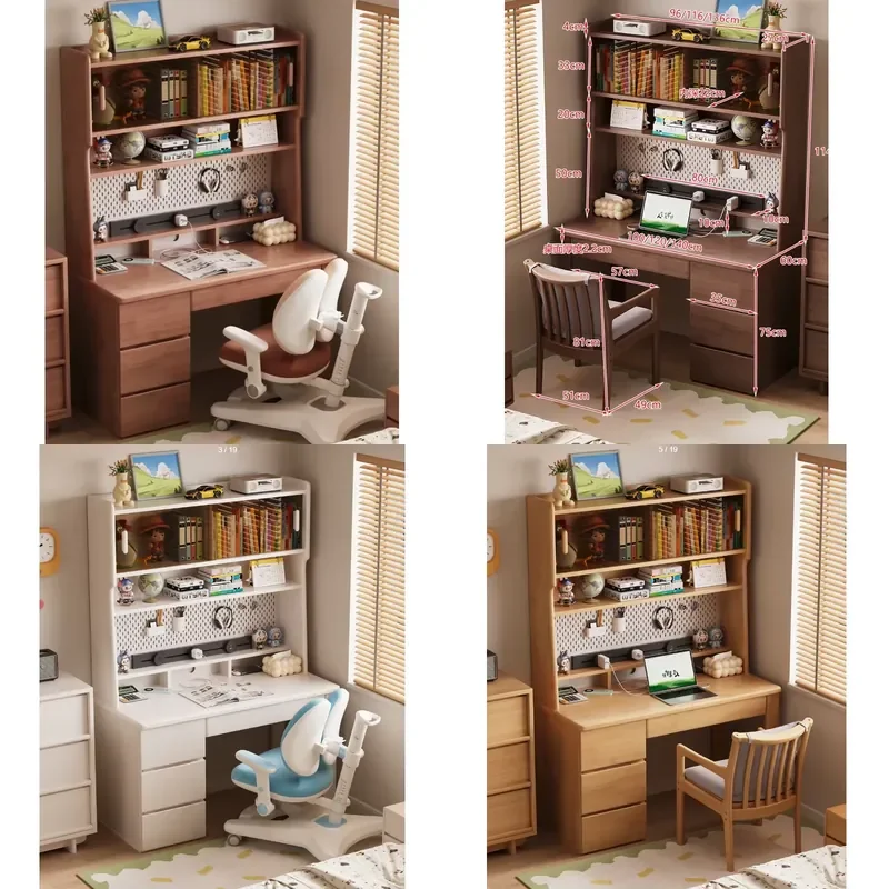 All-in-One Home Study Computer Desk with Bookshelf Writing Table & Chair Set for Students Bedroom & Office