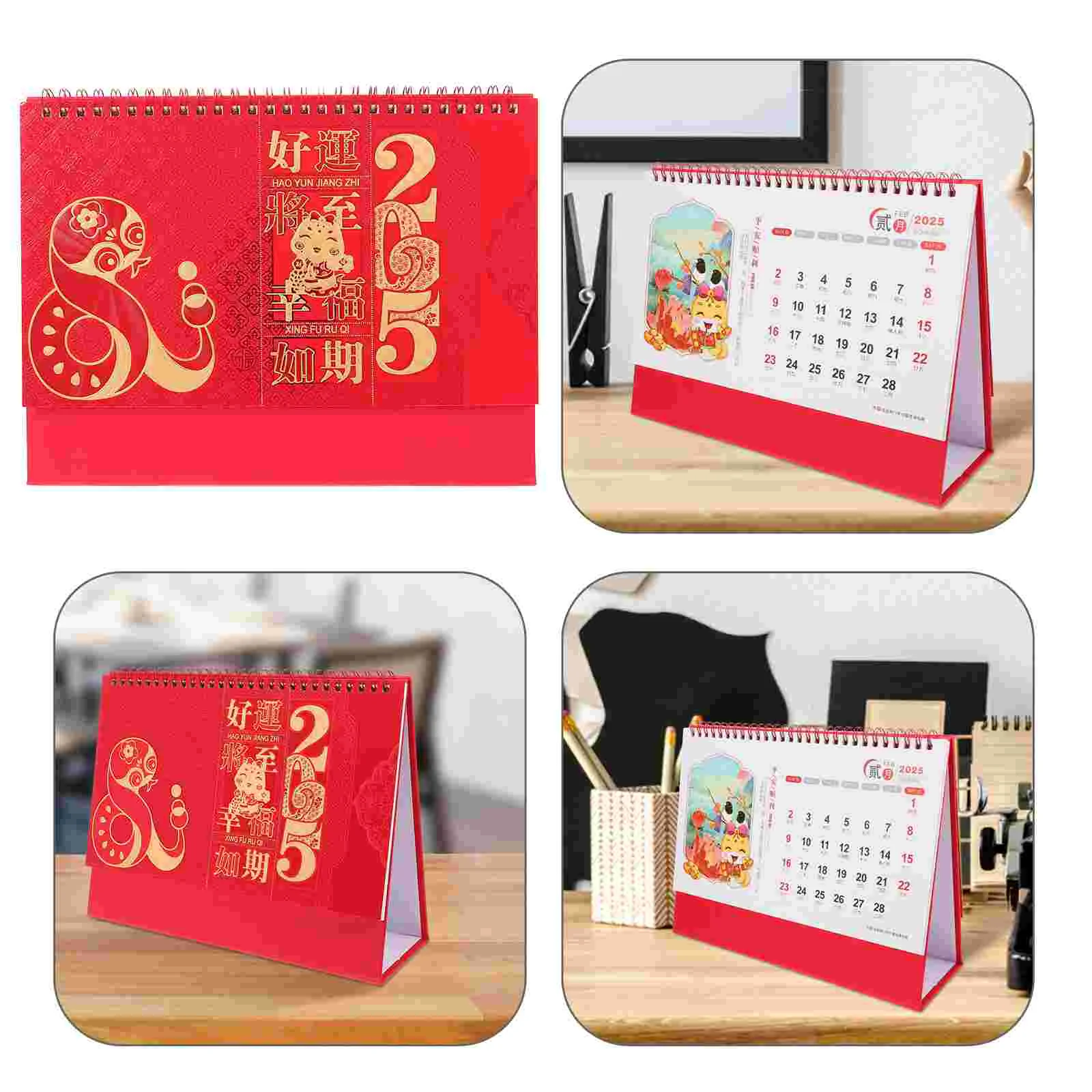 

Year Snake Desk Calendar Chinese Planner Red Paper Desktop 2025 Calendars