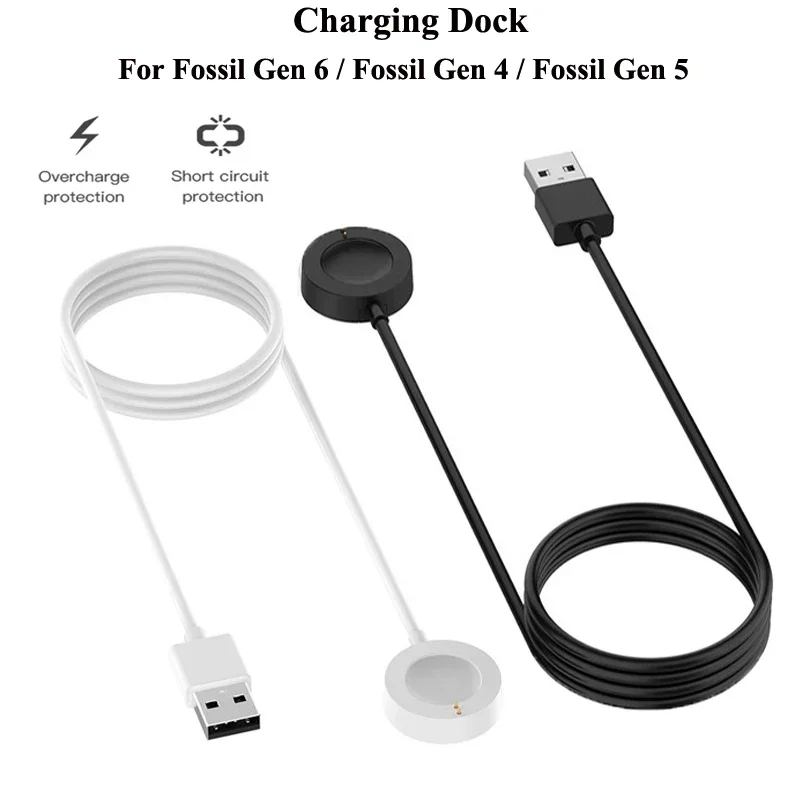 Base de carga rápida magnética USB de 1M para Fossil Gen 6 / Fossil Gen 4 / Fossil Gen 5 accesorios para reloj inteligente Cable de carga