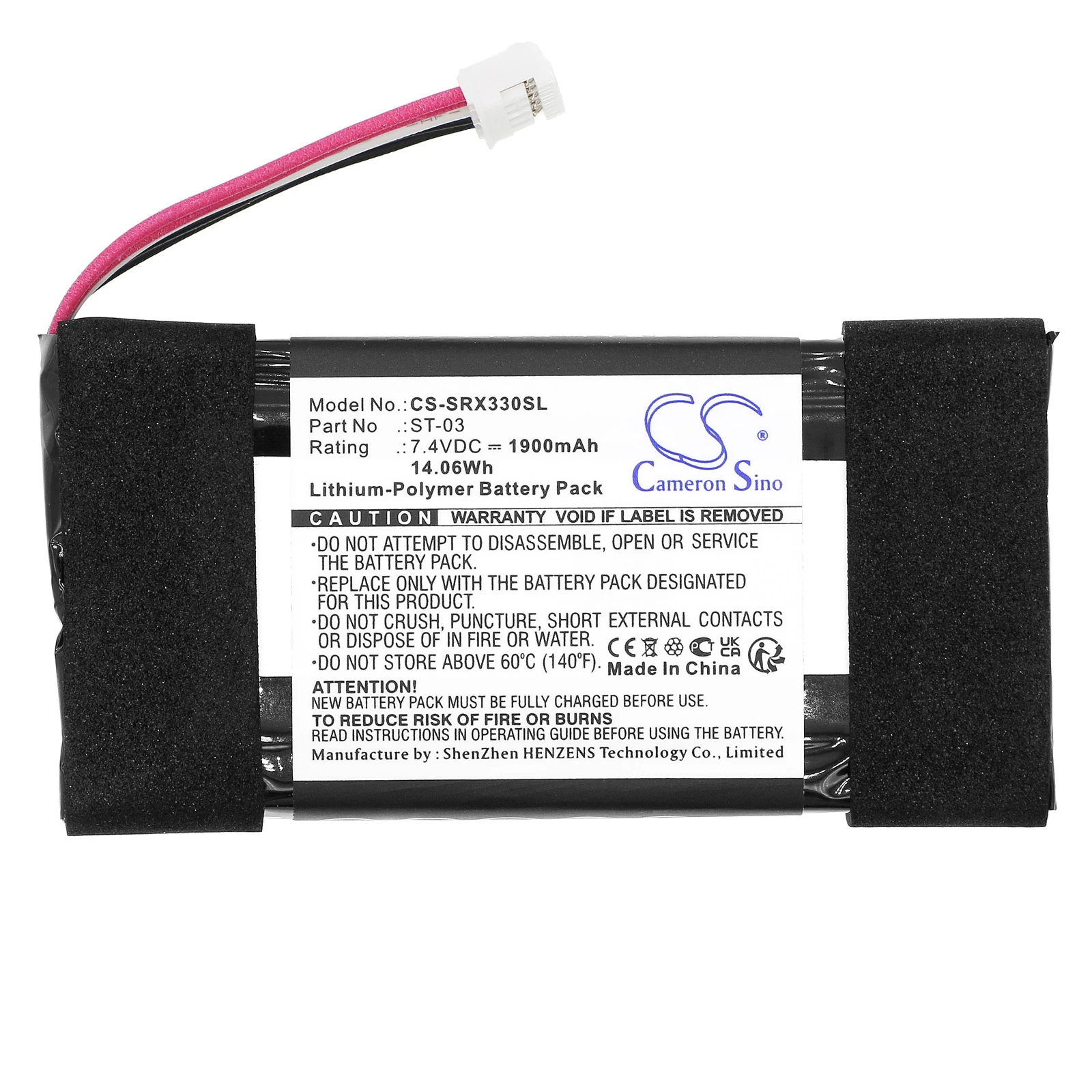 

Li-Polymer Speaker Battery for Sony,7.4v,1900mAh,SRS-X33,ST-03