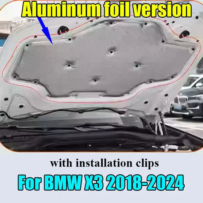 Front Sound Heat Shield Hood Insulation Pad Liner Cover For BMW X3 2018-2024