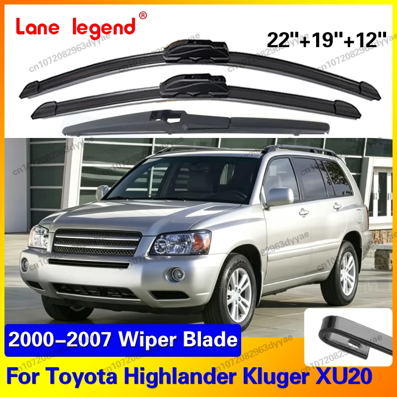 

3PCS Front Rear Wiper Blades Brushes For Toyota Highlander Kluger XU20 2000-2007 Accessories Window Windscreen Windshield