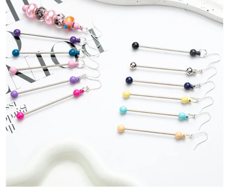 2pcs Beaded Metal Earrings Accessories Handmade DIY Making Jewelry Multi Color Beaded Earrings Earchains