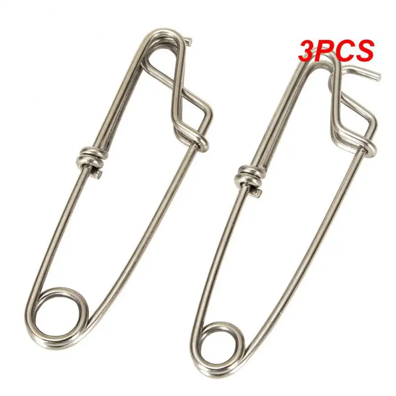 3PCS Long Line Clips Stainless Steel Hooked Snap Pin Longline Branch Hanger Tuna Fishing Connectors Tackle Accessories