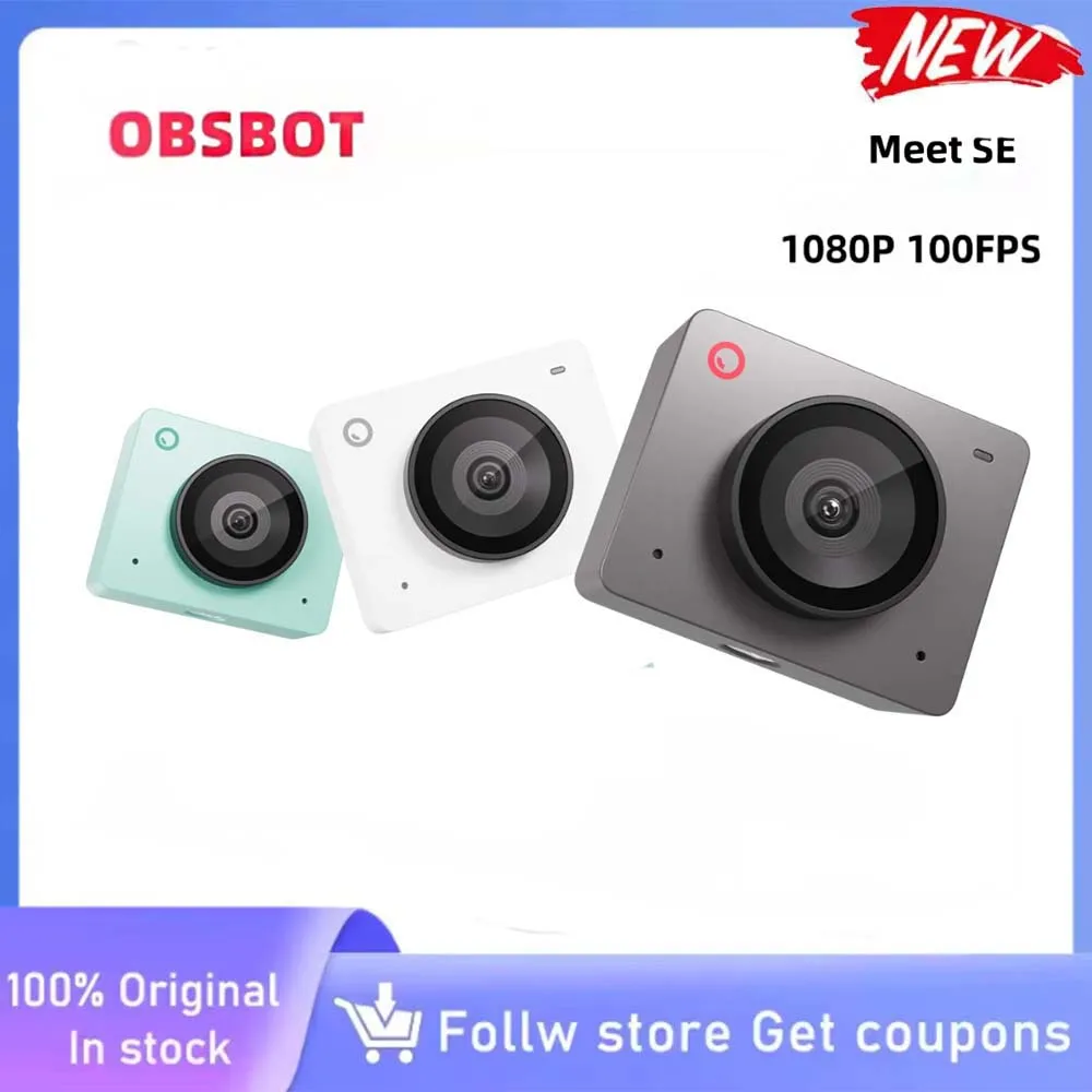

OBSBOT Meet SE 1080P 100FPS Webcam AI Framing Streaming Camera with 1/2.8" Sensor for Desktop Computer Laptop Gaming, Meeting