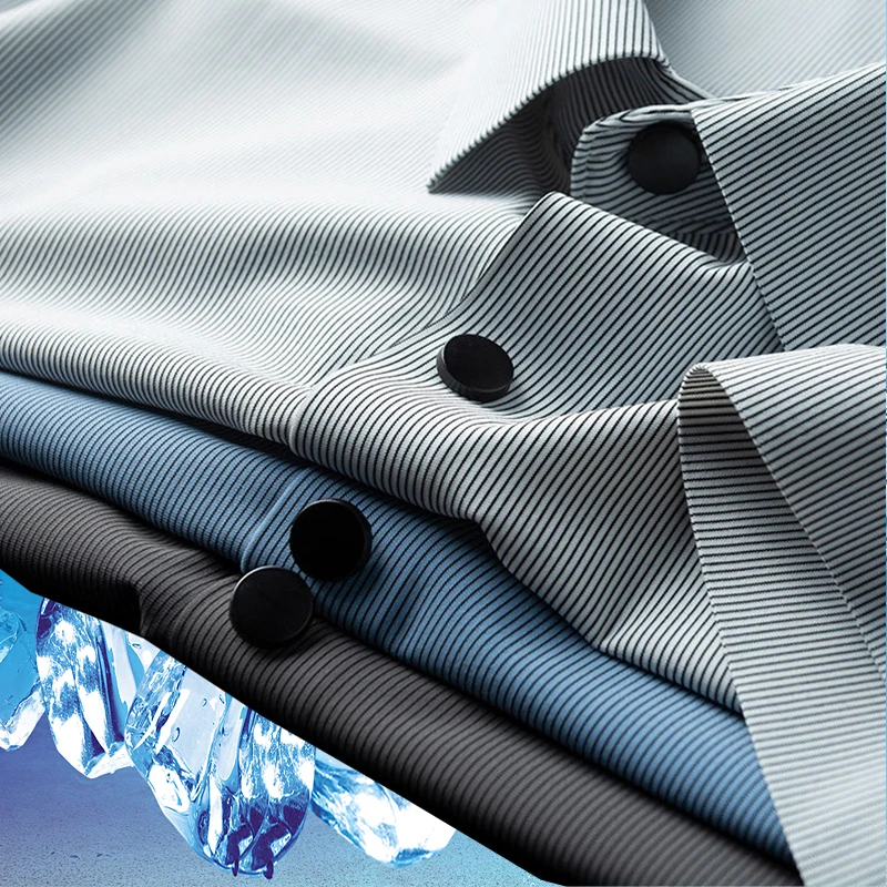 Рубашка мужская приталенная, деловая Роскошная быстросохнущая, с длинными рукавами, с изображением льда и ломтиков, лето