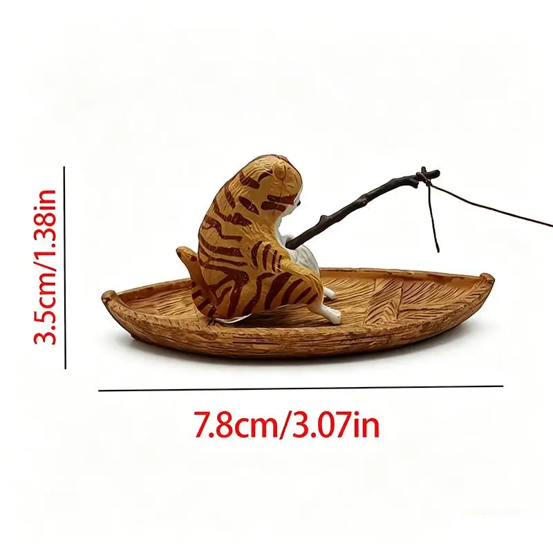 Aquarium Enhancement with 1Pcs Creative Resin Cat Fishing Boat Fish Tank Decor for Pets