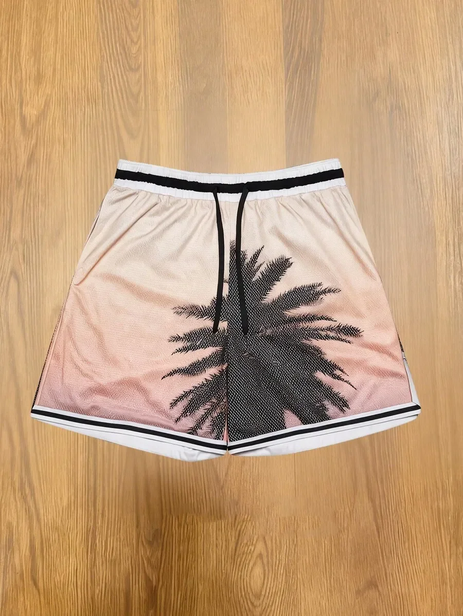 Mens Palm Tree Print Casual Shorts Beachwear Daily Wear
