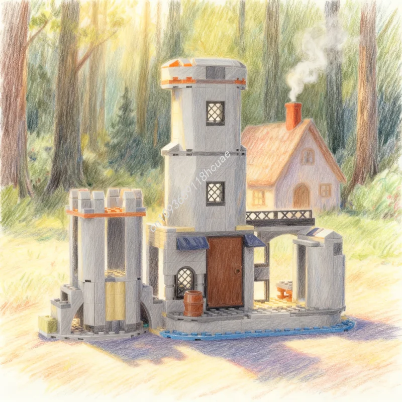 

310 шт. MOC Creator, средневековая доска, модель башни, строительные блоки, строительные игрушки, идея для рождественского подарка, кирпич, образование, день рождения