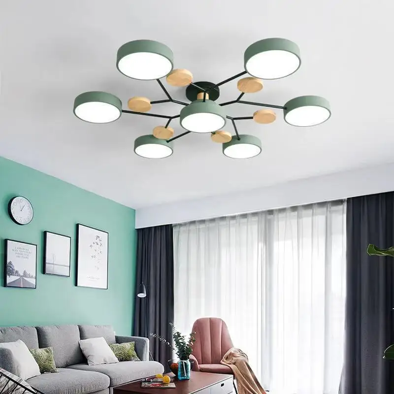 Lamp in the Living Room Household Macaron Hall Ceiling Lamp Bedroom Light Log Restaurant Lamps Nordic simplicity Ceiling Light