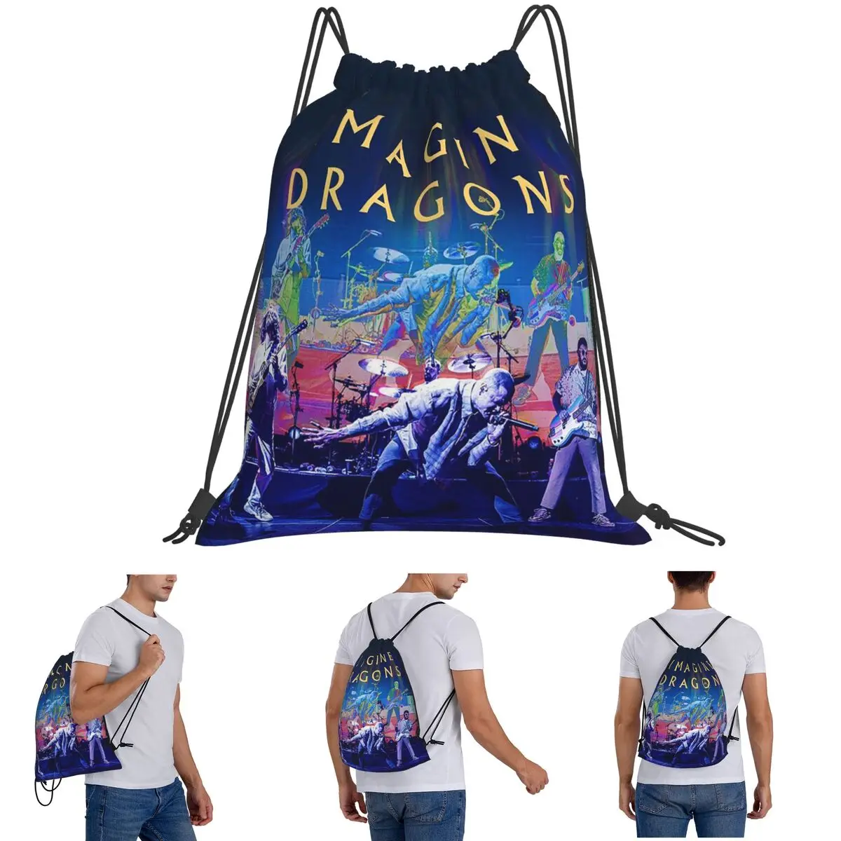 Imagine Dragons Band Loom Tour Backpacks Fashion Drawstring Bags Sports Bag Book Bags for Travel Students