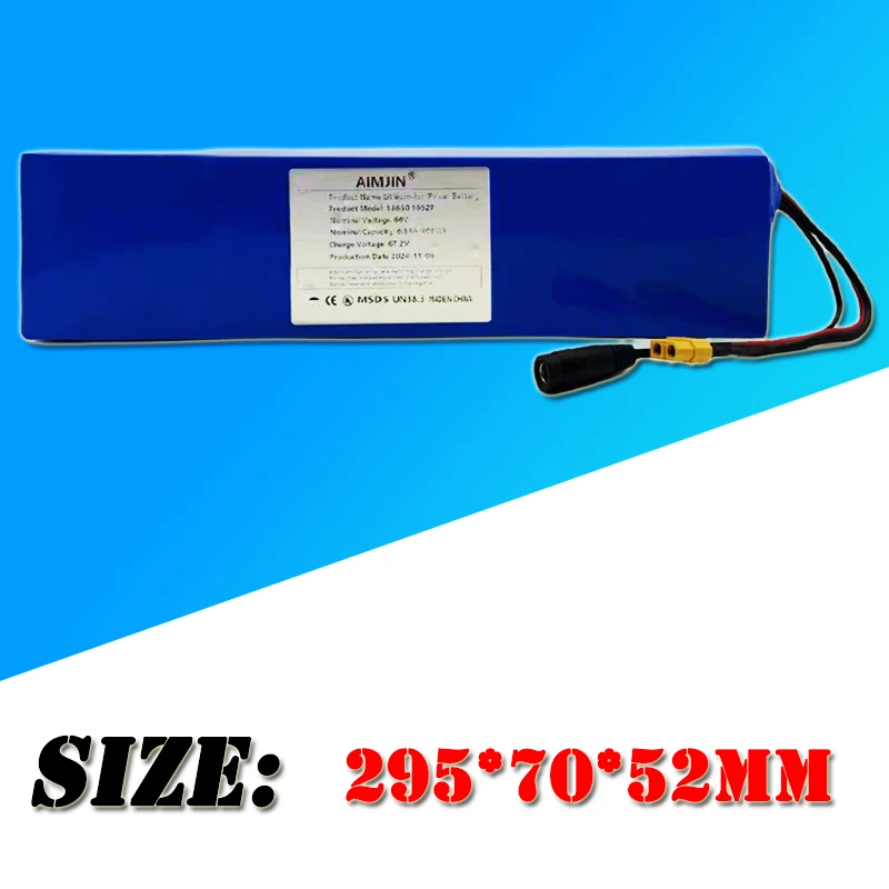 60V 16S2P 6.8Ah 18650 lithium-ion battery pack 67.2V 6800mAh for electric bicycle scooter, with BMS 1000W