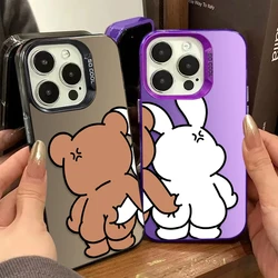 Cute Bear Rabbit Pinch Butt Phone Case for iPhone 16 15 14 13 12 11 Pro Max XS X XR 8 7 Plus SE 2020 Shockproof Matte Hard Cover