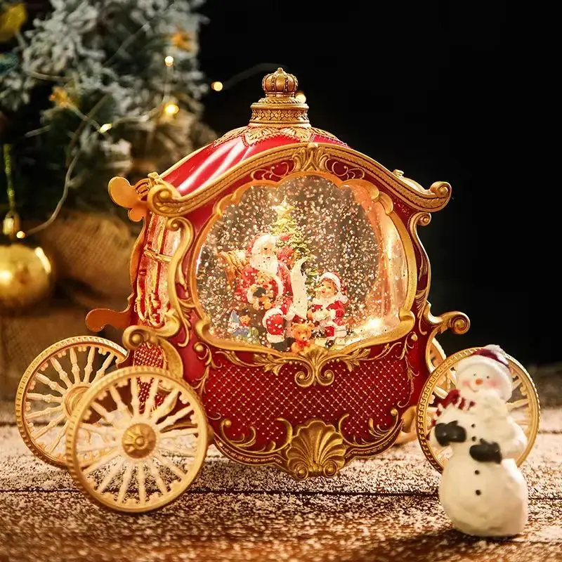 Christmas Santa Claus Christmas Eve Carriage Music Box Crystal Ball Snowy Children'S Toy Birthday Gift