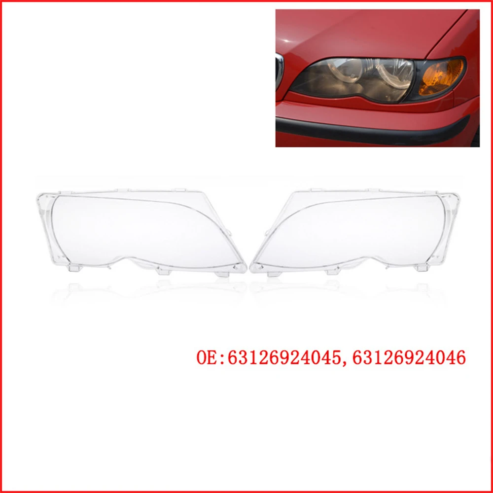 

1 пара чехлов для автомобильных фар для BMW 3 серии E46 318i 320i 325i 4-дверный седан 2002-2005, крышка лампы для фар
