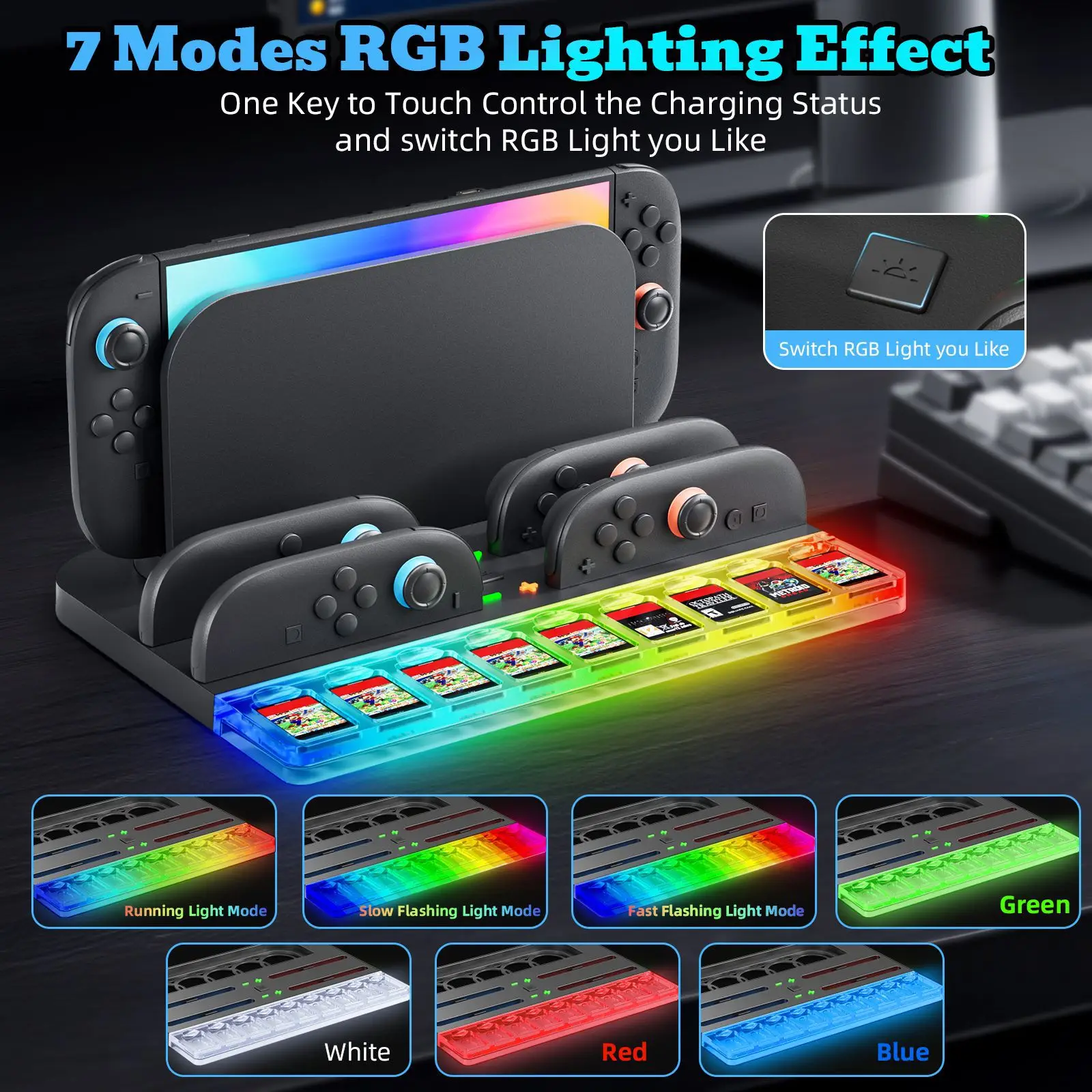 für Switch Joycon Ladegerät Game Card Slot Switch TV Dock Station mit HDMI & 3.0 USB Port für Switch OLED Storage Ladestation