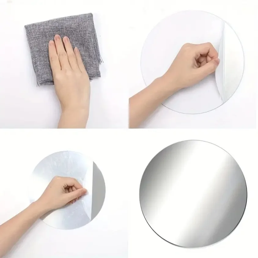 6 Pack Acrylic Round Mirrors Non Glass Round Mirror Plate Self Adhesive Mirror Stickers for Home Wall Decor or Wedding Table