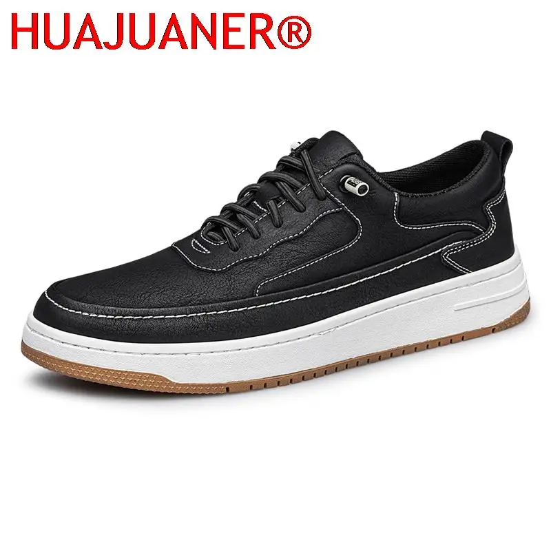 New Design Genuine Leather Mens Casual Shoes All Season Lace Up Men Sneakers Outdoor Walking Sport Shoes for Men Skate Shoes Men