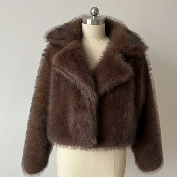 Women’s Cropped Faux Fox Fur Coat 6 2024 Luxury Brand Autumn Winter Fur Coat Women Short Lazy Wind Fox Fur Jacket Cropped Fluffy Casaco De Pele Feminino 6