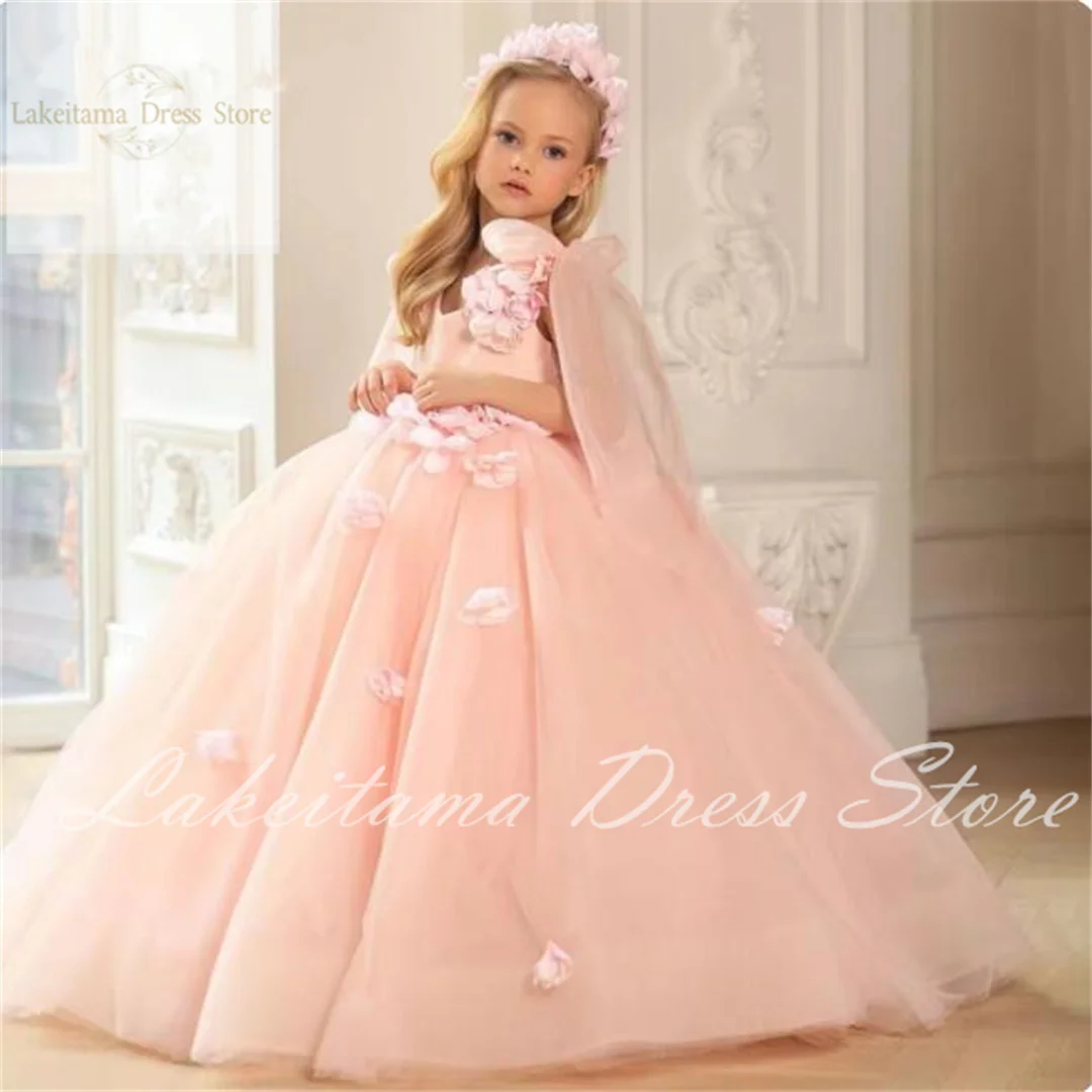 Glitter Pink Flower Girl abiti senza maniche Princess Dress Girl Wedding Party Dress abito da prima comunione abito da ragazza