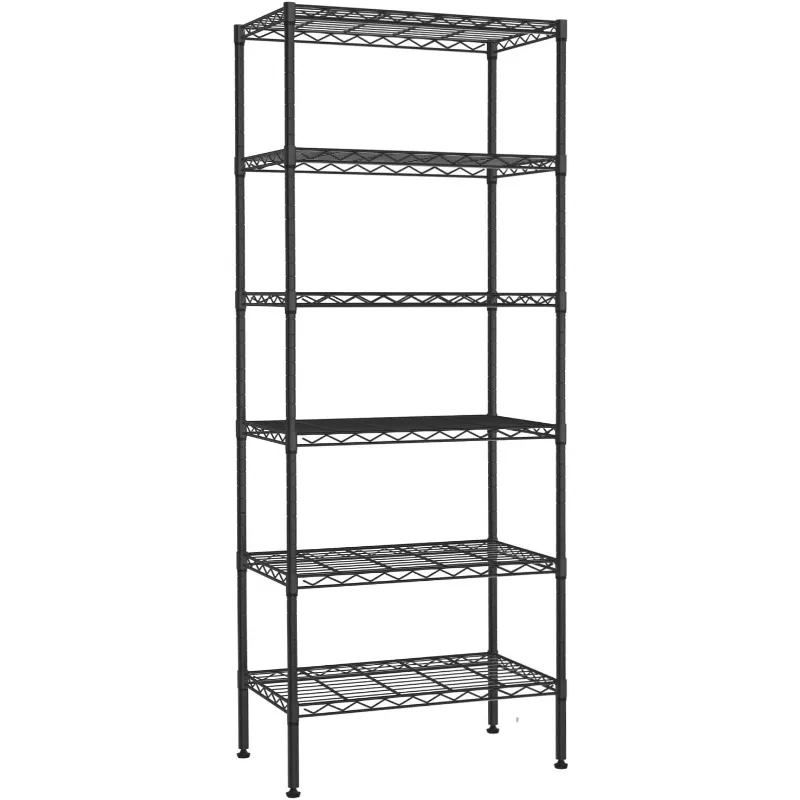 6-Tier Wire Shelving Unit 2100Lb Capacity Adjustable Storage Shelves Heavy Duty Storage Rack with Wheels NSF Metal Shelf for