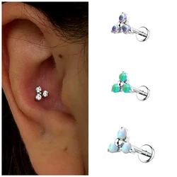 Titanium alloy lip ring, three diamond zircon earrings, human puncture jewelry