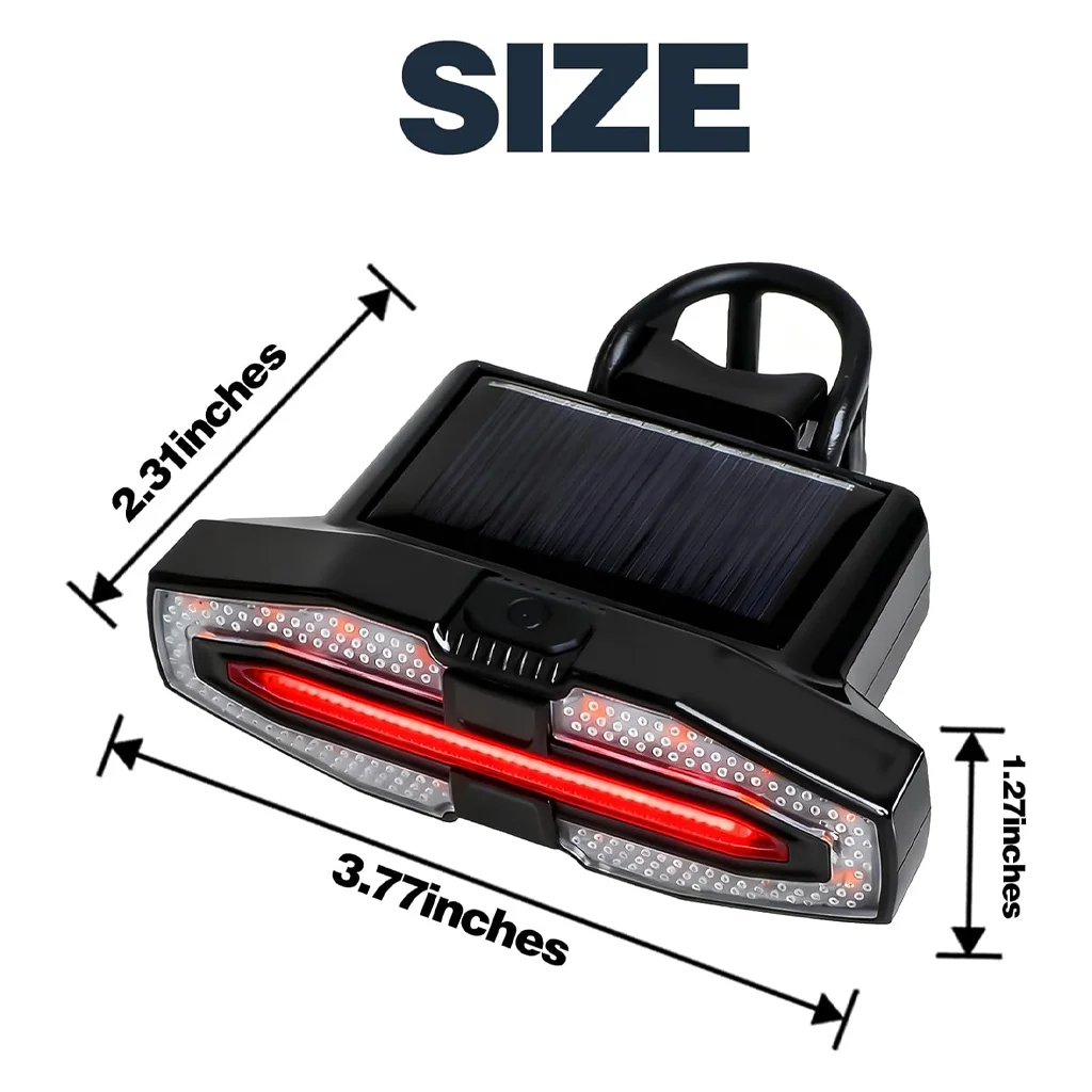 Solar Bike Tail Light Wireless Turn Signals USB Rechargeable LED Bicycle Rear Light MTB Night Riding Safety Warning Accessories