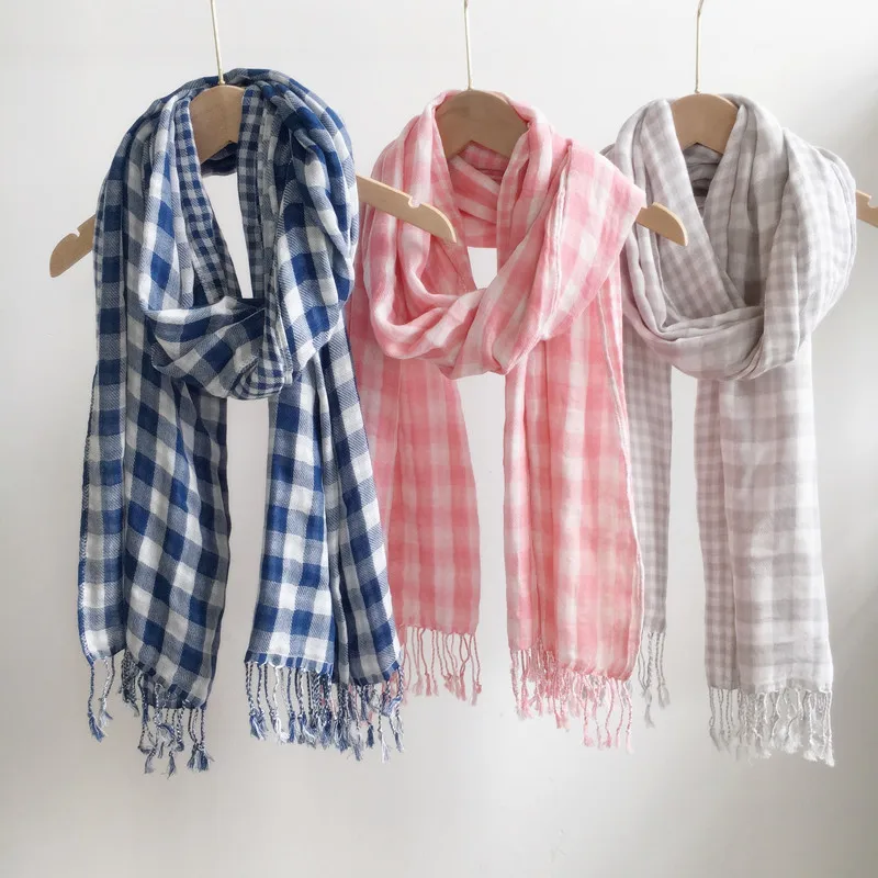 Autumn and winter natural material 100%cotton plaid scarf