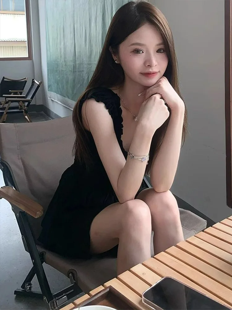 Vestido  Preto E e Emaecedor, Sem Alças, Estilo Saia em Camadas, Nova Chegada de Verão, Roupas Fenas, Saia C...