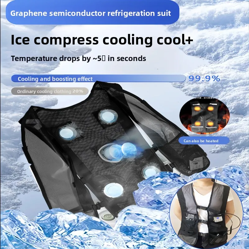 Semiconductor Cooling Heating Vest 4500mAh Detachable Fan Outdoor Work Fishing Construction Rechargeable