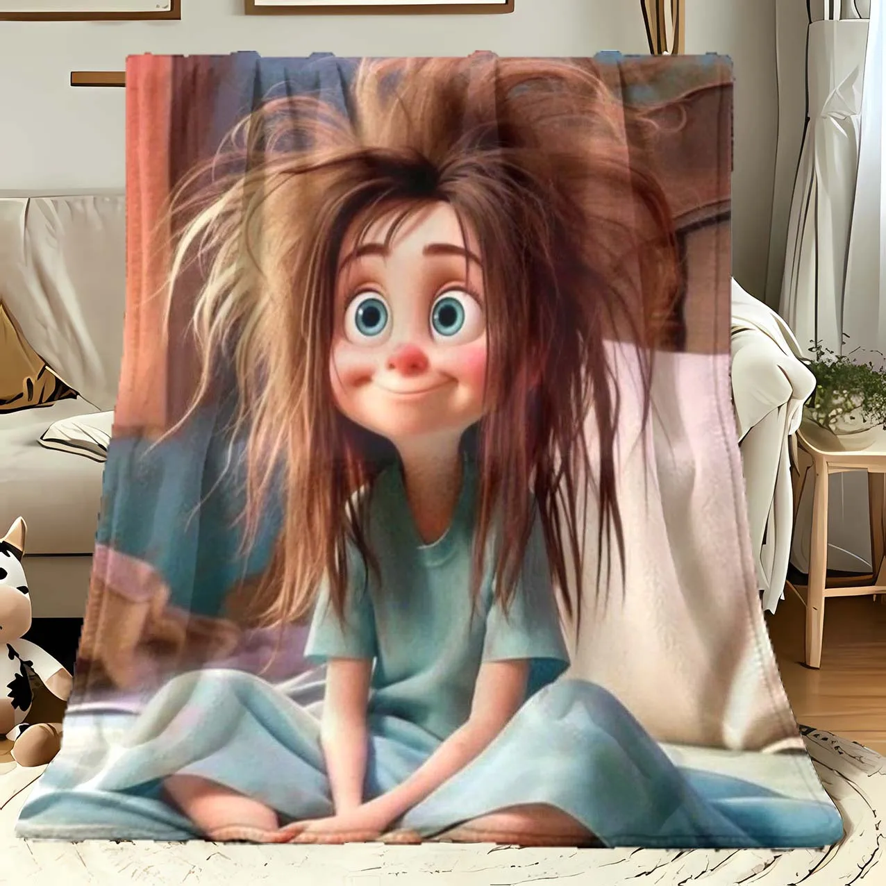 1pc Fun Girl Pattern Flannel Blanket, Gift for Family And Friends, Suitable for Nap, Office, Sofa, Bed, Shawl, Holiday Gift Blan
