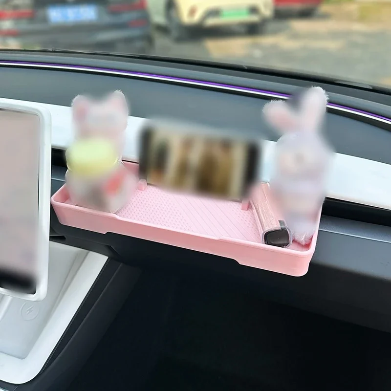 ABS Screen Rear Storage Box For Tesla Model 3 highland Tissue Phone Holder Dashboard Storage Tray Center Console Storage Box
