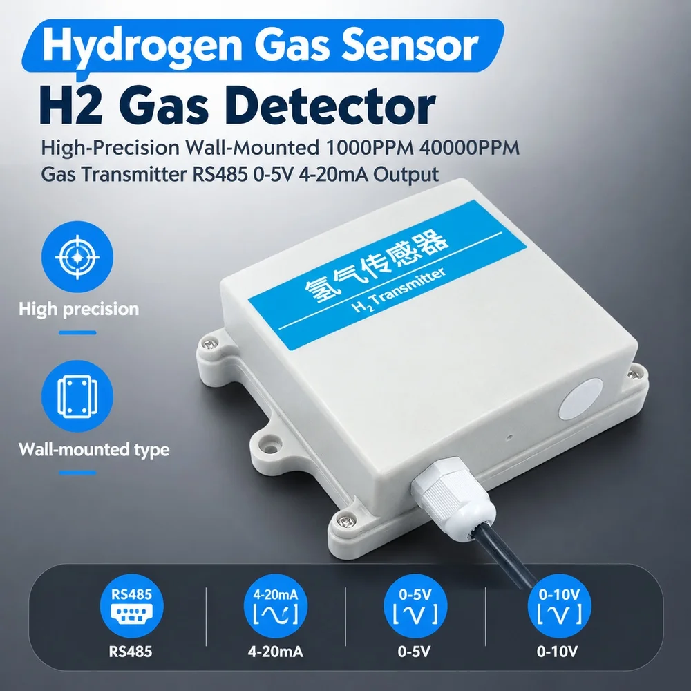 H2 Sensor Detector Gas IP65 High Precision Hydrogen Concentration Sensing Transmitters Module RS485 4-20mA 0-5V 40000PPM