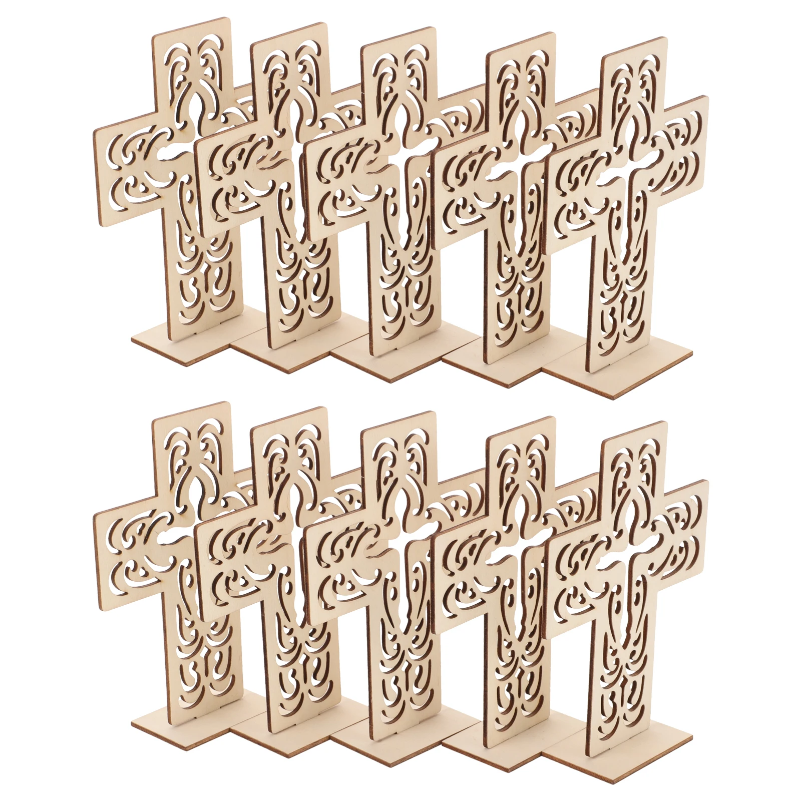 

10pcs Ornaments Craft DIY Supplies Home Wooden Diy Supplies Decor Catholic Household Cross Diy Cross Craft Wooden Crafts