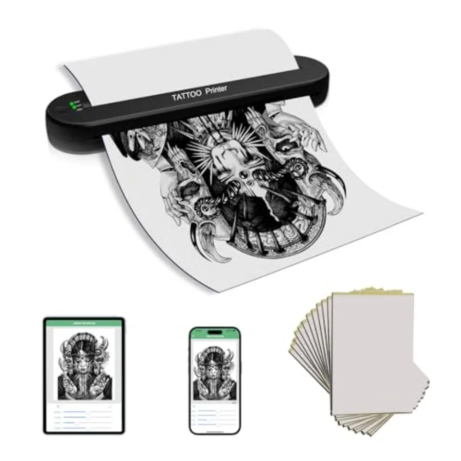 

Bluetooth Tattoo Stencil Printer Tattoo Thermal Machine with 15 Pcs Tattoo Transfer Paper Portable Tattoo Transfer Copier Machi
