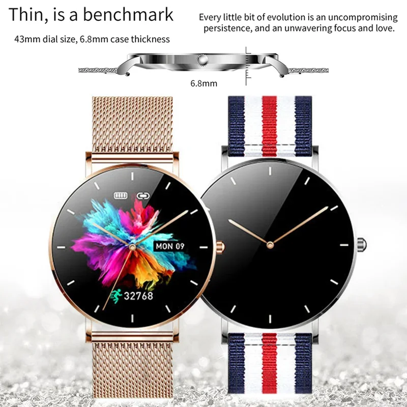 New Ultra-thin Couple Smart Watch 1.36-inch AMOLED HD Pixel Display Always Displays Time Call Reminder Smartwatch for Xiaomi Ios