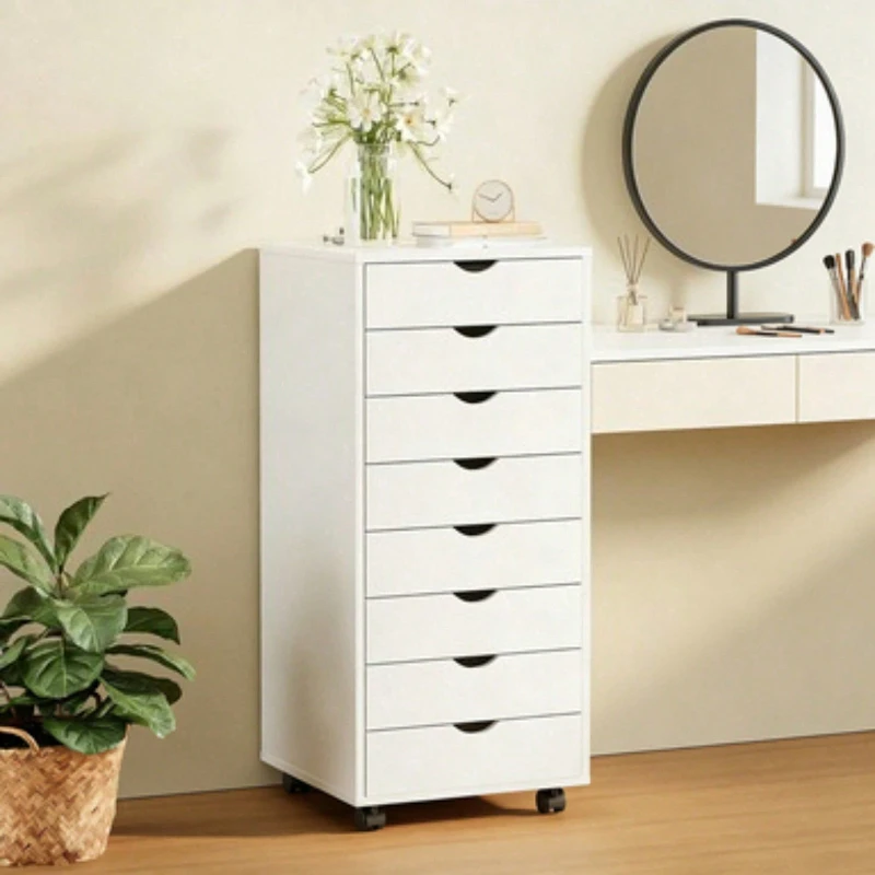 7 Drawer Portable Storage Cabinet on Wheels for Office Bedroom Home Organization White