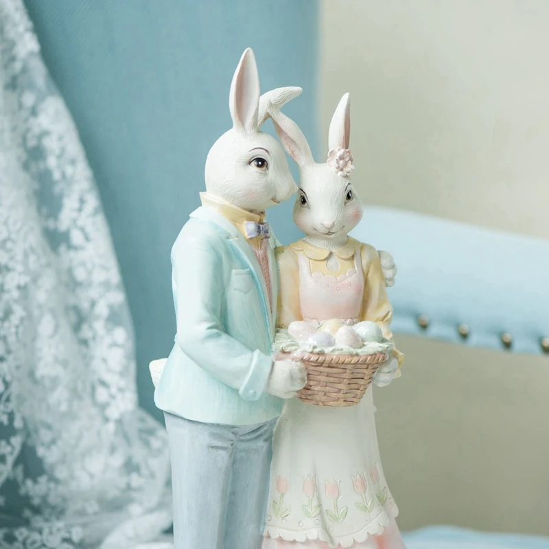 Creative Wedding Couple Rabbit Ornament Easter Bunny Garden Home Decor