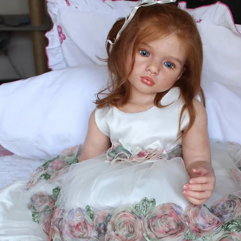 42in Aloneka Reborn Doll Painted Kit Pretty Toddler Girl Rooted Hair Cloth Body DIY Gift