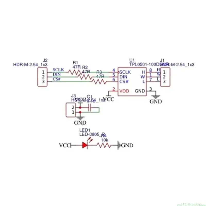 T8WC TPL0501 Digitale potentiometer Module 100K -weerstand met SPI Interfaced low -temperatuurcoëfficiënten