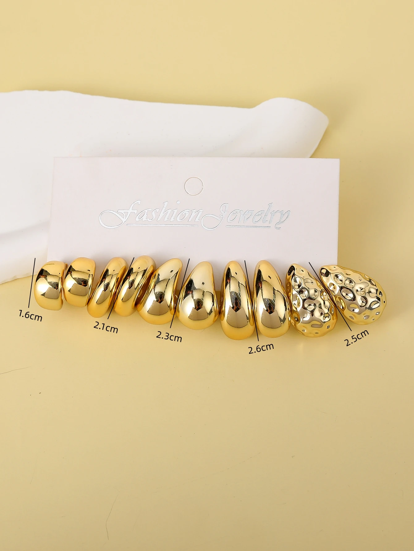 5-10 Pairs New Fashion Irregular Plastic Golden&Silvery Earring,C-Shaped&Water Drop,One Set to Meet All Women's Daily Dressin