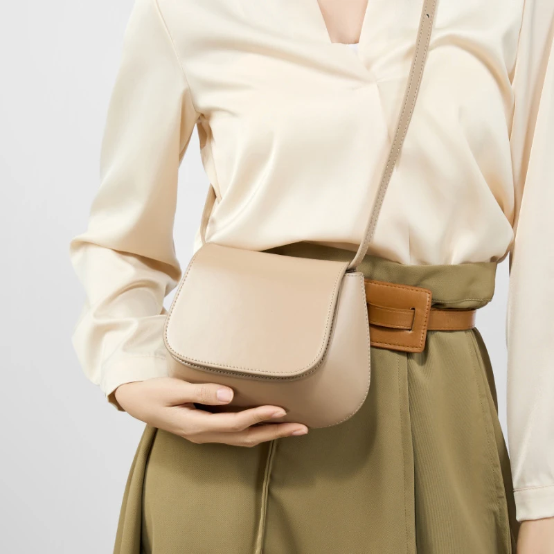 HIFASHION Classic Genuine Leather Saddle Bags Women Luxury Handbags Ladies Shoulder Crossbody Bags Designer Purse For Work Party
