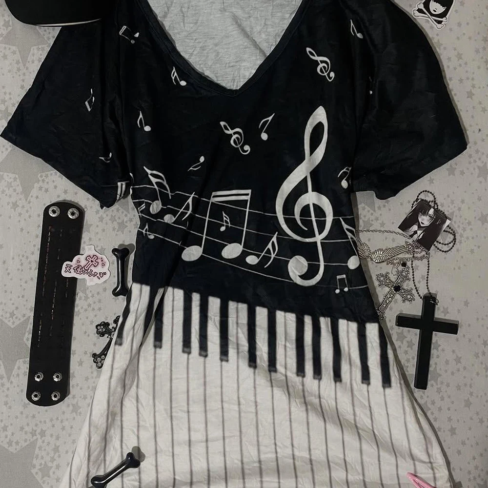 New Short Sleeved Gothic Kawaii Retro Subculture T-Shirt Casual and Fashionable Summer Women's Japanese Cute Lace O-Neck T-Shirt view 5