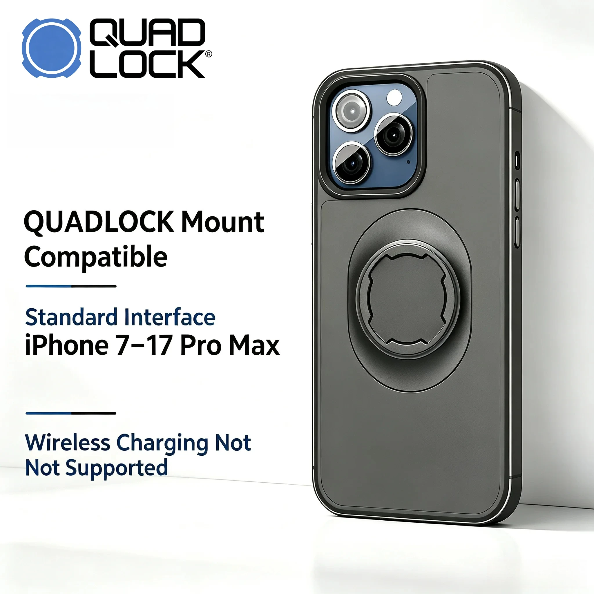 Motorcycle Phone Holder Case for iPhone 17/16/15/14/13/12Pro Max fit Quad-style Bike Cycling Mount with Lock-in design