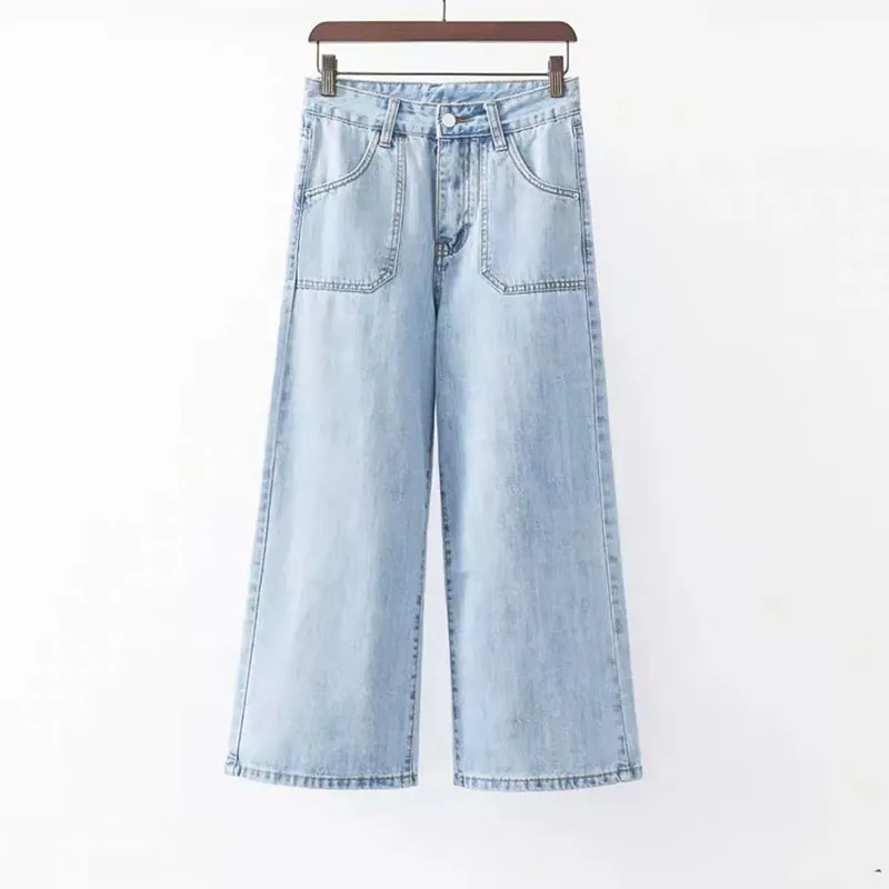 Calf Length Baggy Straight Jeans Women Casual Vintage High Waist Denim Pants Korean Streetwear Trend Solid Loose Kot Pantolon