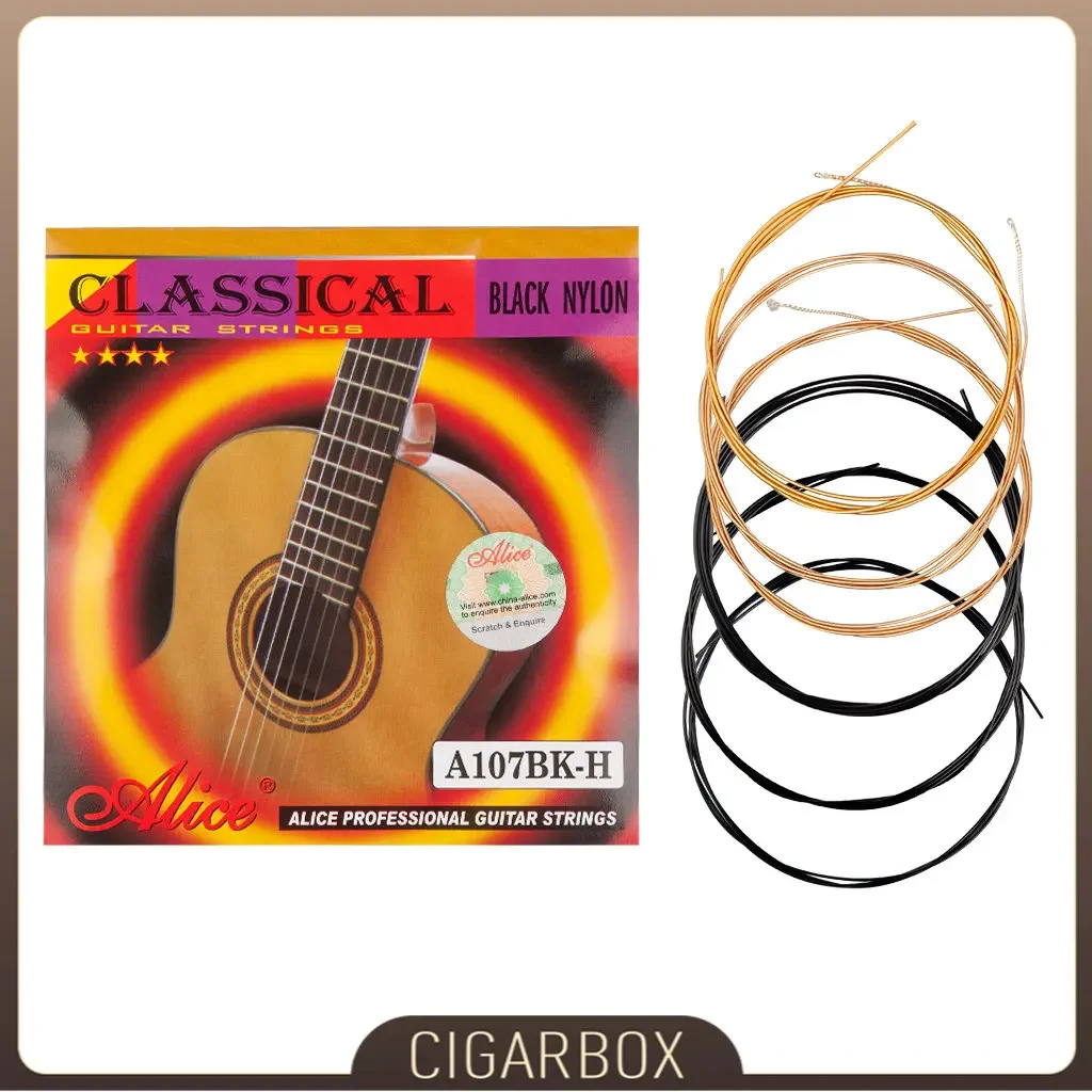 1 Pack Alice A107BK-H Black Nylon Coated Bronze Alloy Wound Classical Guitar Strings 1st-6th  Gitar Guitarra Accessories