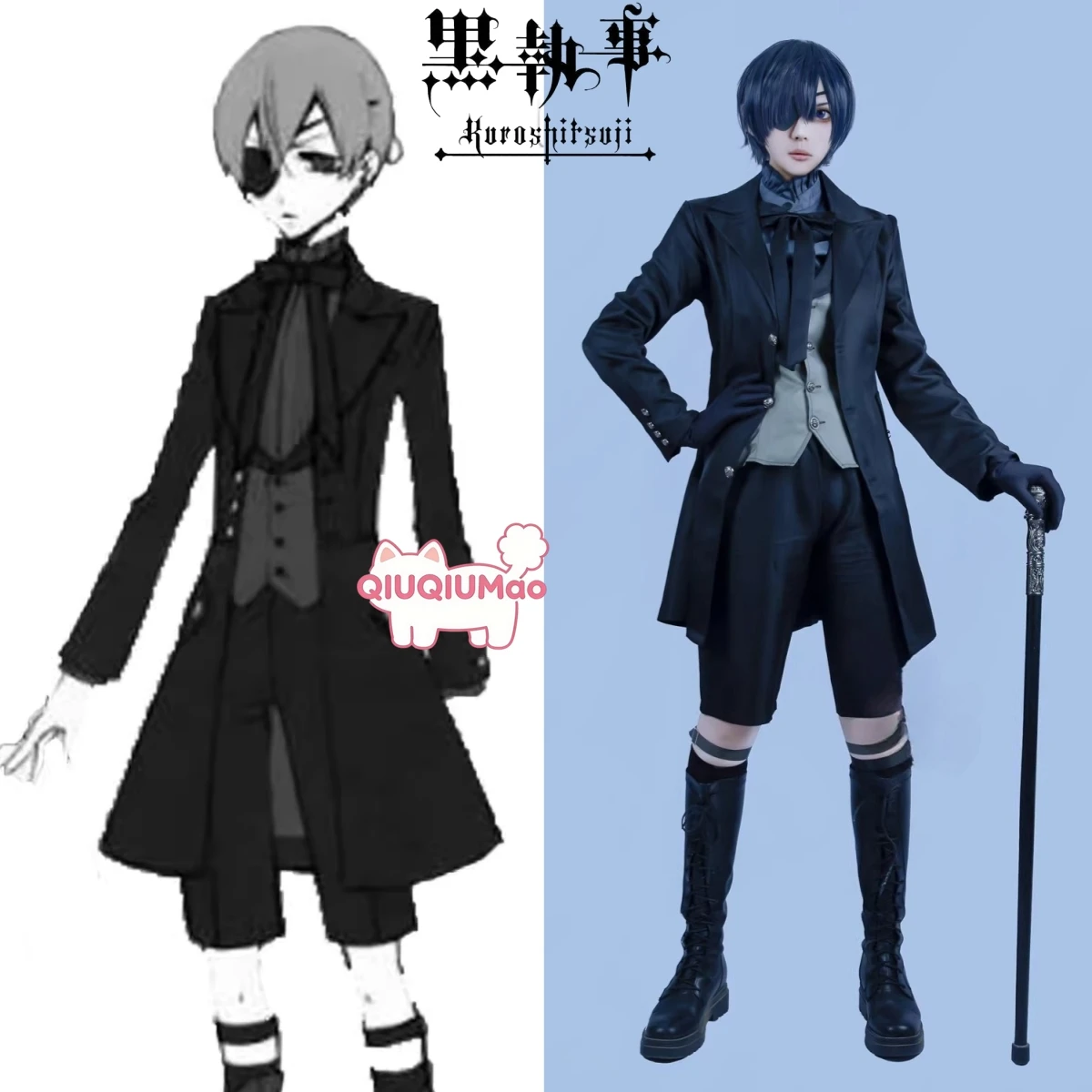 

Black Butler Cosplay Costume Anime Ciel Phantomhive Role Playing Demon Shorts Outfit for Men Comic Con Halloween Party Suits